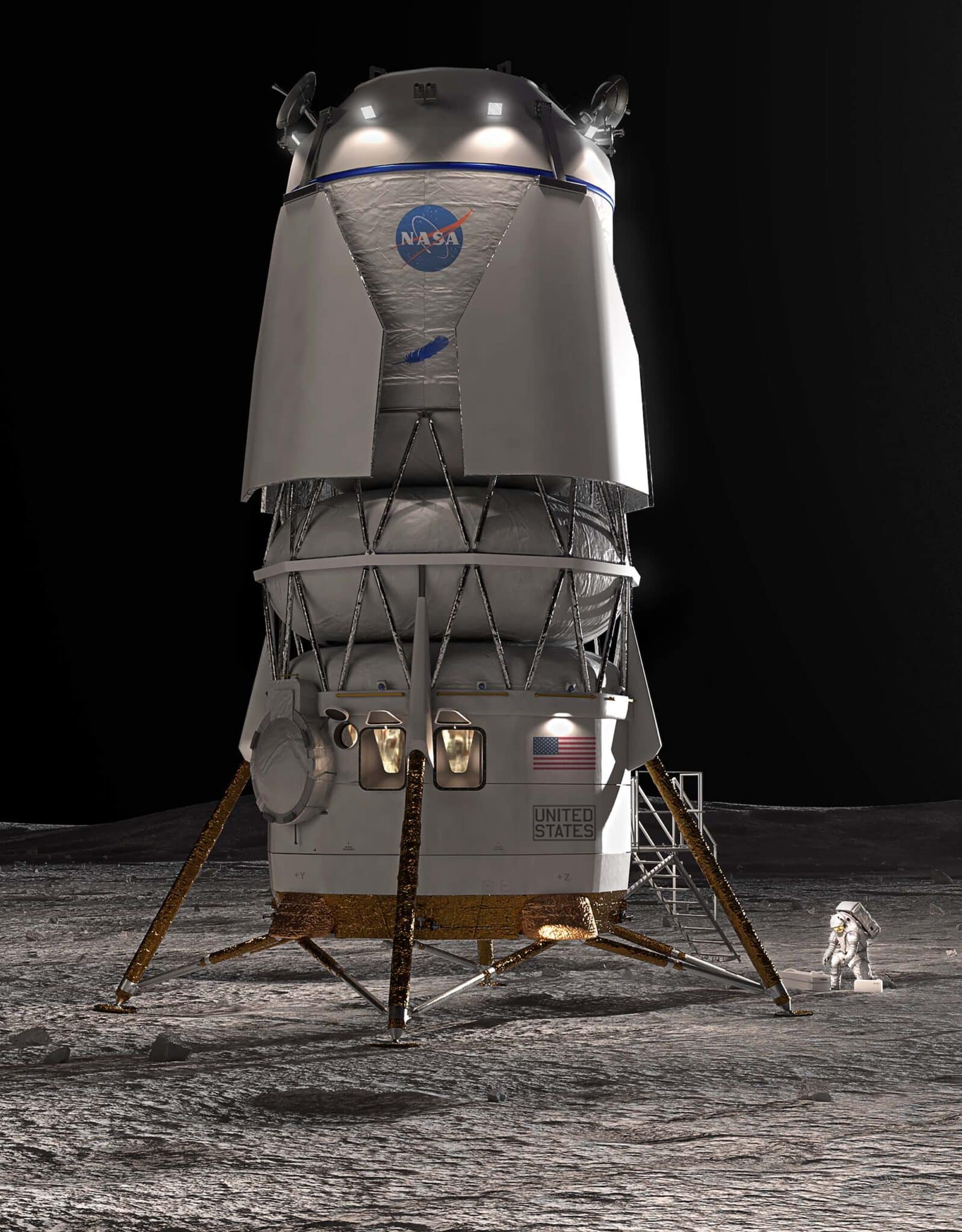 Aterrizador Blue Moon Mark 2 de Blue Origin en el Polo Sur Lunar